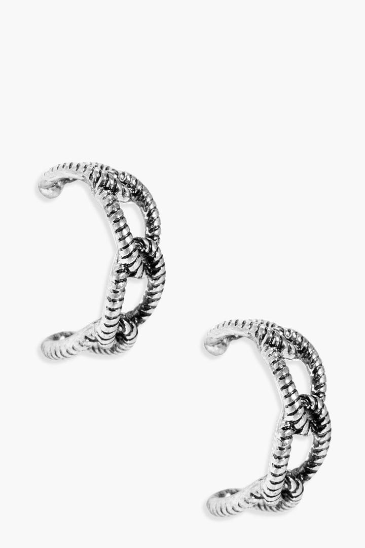 Boohoo India Chunky Chain Hoop Earrings Silver