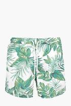 Boohoo Green Leaf Print Short Swim Shorts