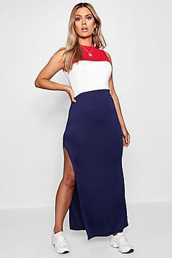 Boohoo Plus Grace Colour Block Maxi Dress
