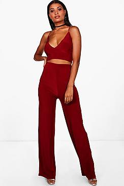 Boohoo Tamiar Slinky Bralette & Trouser Co-ord