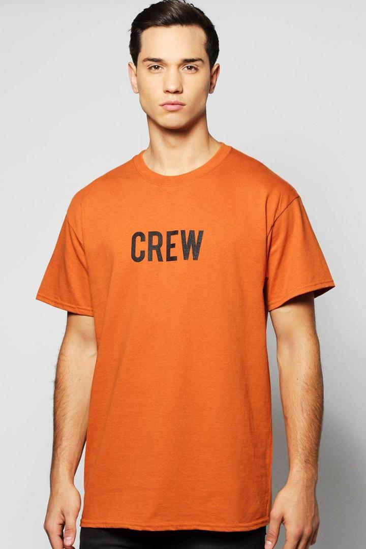 Boohoo Oversized Crew Print T Shirt Orange