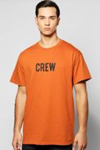 Boohoo Oversized Crew Print T Shirt Orange