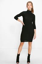 Boohoo Tall Leya Ribbed Bodycon Dress Black