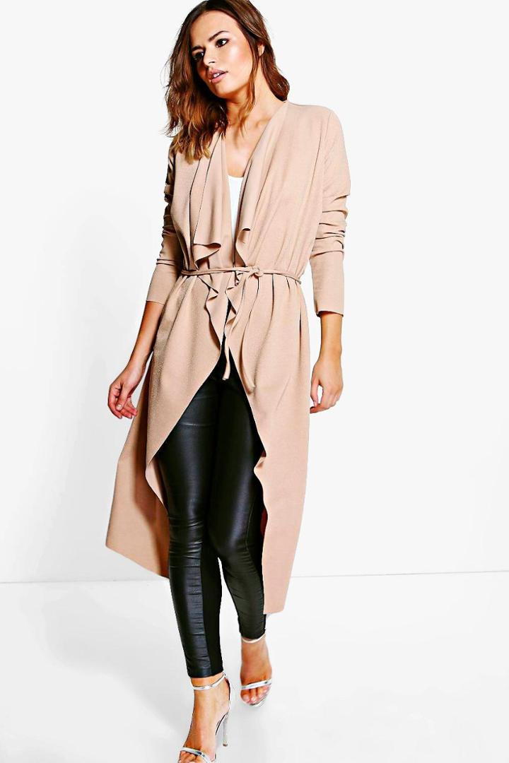 Boohoo Molly Belted Midi Duster Stone