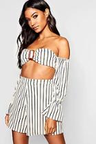 Boohoo Buckle Detail Stripe Top + Short Co-ord