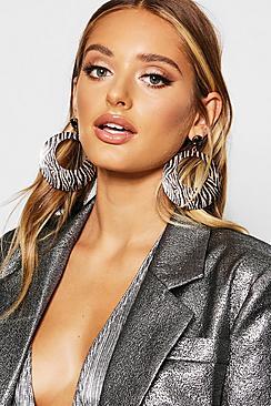Boohoo Zebra Metal Circle Earrings