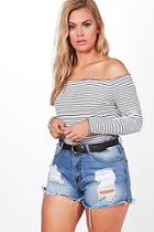 Boohoo Plus Poppy Off The Shoulder Ribbed Top