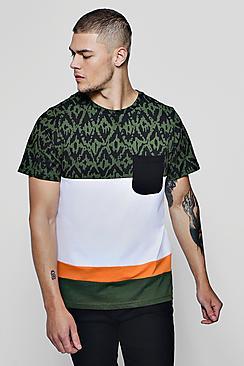 Boohoo Printed Colour Block T-shirt