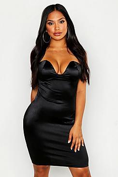 Boohoo Bodice Detail Square Neck Midi Dress