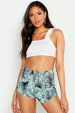 Boohoo Tall Palm Print Runner Shorts