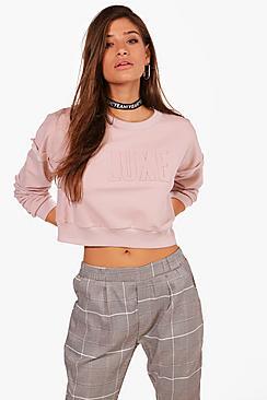 Boohoo Luxe Raised Slogan Sweat