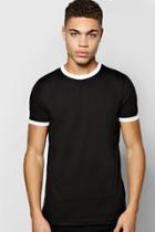 Boohoo Contrast Rib T Shirt Black