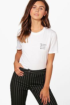 Boohoo Petite Emilie Paragraph Slogan Tee