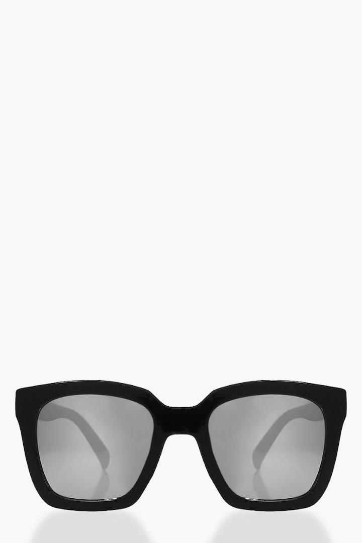 Boohoo Annie Mirrored Lense Overzised Sunglasses Black