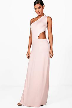Boohoo One Shoulder Cut Out Maxi Dress