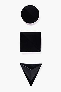 Boohoo Matte Black Geo Earring Multipack