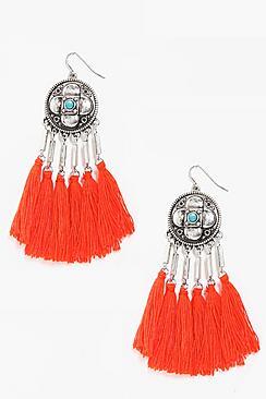 Boohoo Josie Statement Boho Tassel Earrings