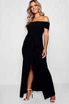 Boohoo Plus Off The Shoulder Belted Maxi Dress