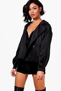 Boohoo Hannah Crop Trench Coat