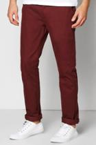 Boohoo Slim Fit Chinos Burgundy
