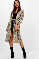 Boohoo Amber Belted Floral Print Duster