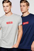 Boohoo 2 Pack Man Red Box Print T-shirt