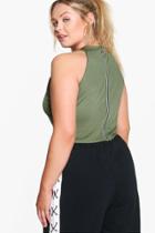 Boohoo Plus Suzie O-ring Detail High Neck Crop Top Khaki