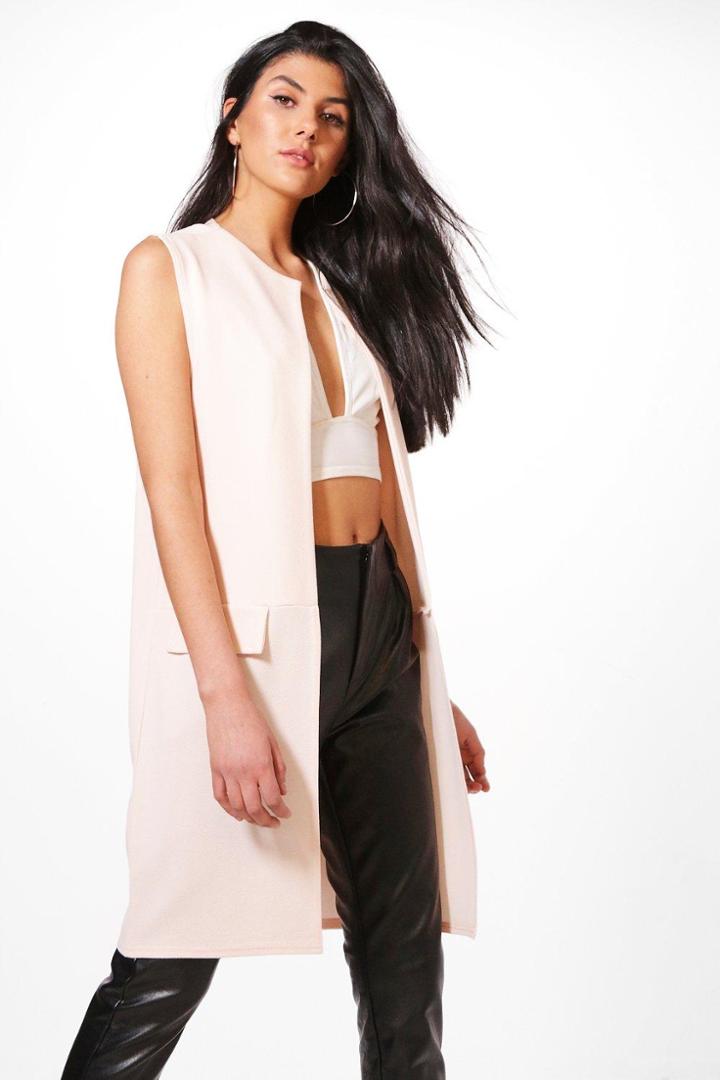 Boohoo Luna Sleeveless Duster Nude
