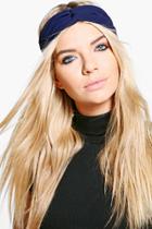 Boohoo Natasha Knotted Chiffon Headband Navy