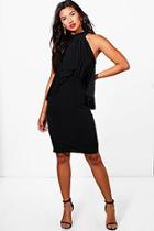 Boohoo Lola Extreme Frill Cold Shoulder Midi Dress