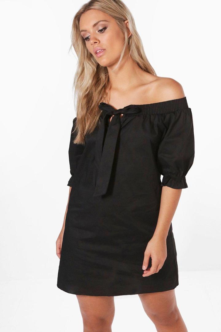 Boohoo Plus Lisa Off The Shoulder Dress Black