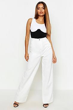 Boohoo High Rise Rigid Wide Leg Jeans