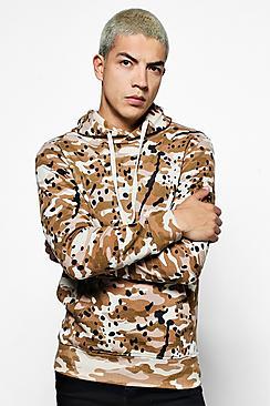 Boohoo Camo Paint Splatter Hoodie