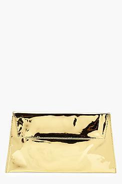 Boohoo Angelina Mirrored Envelope Clutch Bag