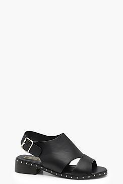 Boohoo Anna Studded Trim Sling Back Sandals
