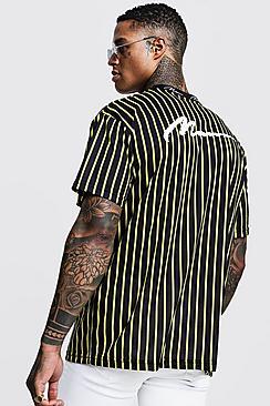 Boohoo Oversized Man Ribbed Stripe Loose Fit T-shirt