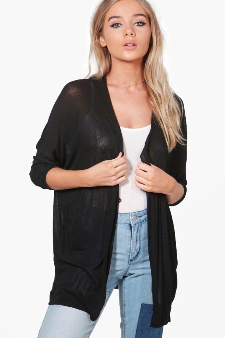 Boohoo Isabella Oversized Slouchy Batwing Cardigan Black