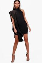 Boohoo One Shoulder Ruffle Bodycon Dress