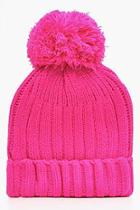 Boohoo Emily Knitted Pom Rib Beanie