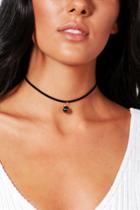 Boohoo Jessie Holographic Sphere Pendant Choker Black