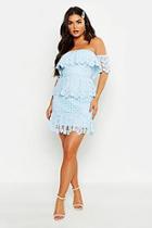 Boohoo Off The Shoulder Frill Lace Dress
