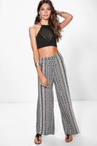 Boohoo Mallie Tonal Stripe Wide Leg Trousers Multi