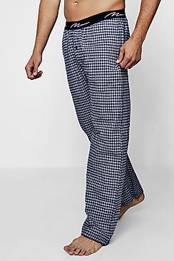 Boohoo Navy Check Lounge Pants With Man Waistband