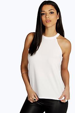 Boohoo Tiffany High Neck Strap Top