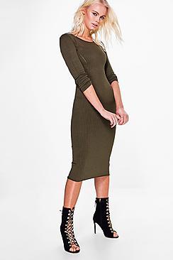 Boohoo Avril Long Sleeve Midi Dress