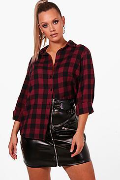 Boohoo Plus Jennah Oversized Checked Shirt