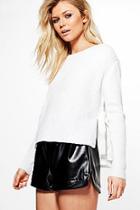 Boohoo Molly Crop Tie Detail Jumper