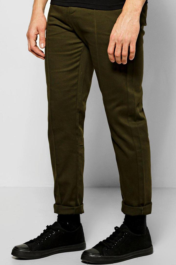 Boohoo Skinny Smart Joggers With Cuff Detail Khaki
