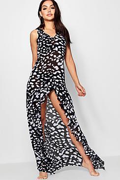 Boohoo Mae Animal Cut Out Beach Maxi Dress