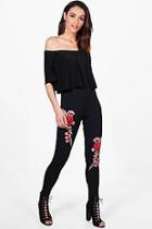 Boohoo Sophie Embroidered Trouser & Frill Crop Co-ord Set
